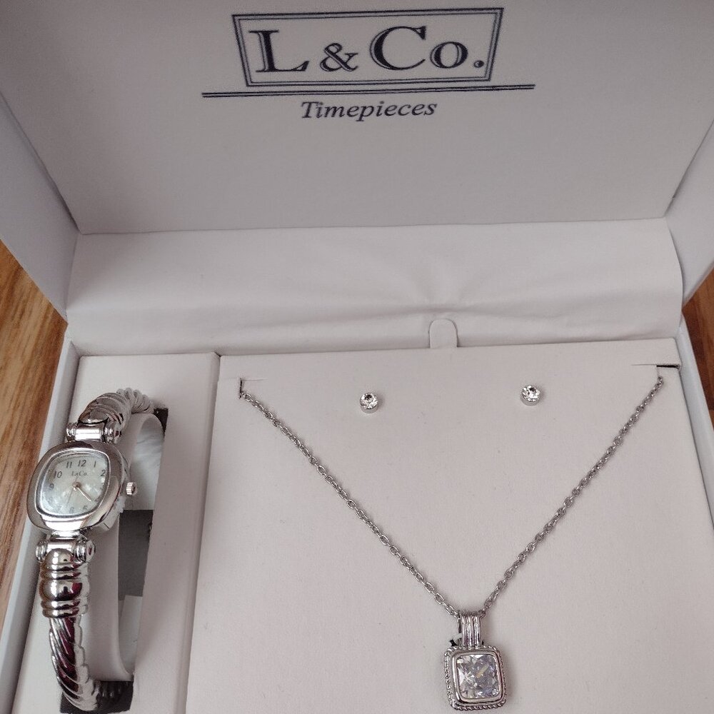 New With Tags, L & Co. Timepieces Watch, Necklace and Earrings